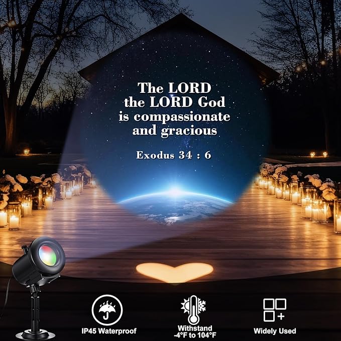 Bible Verse Projector Galaxy Projector Lights 2026 Upgrade 3D Dynamic Outdoor Indoor Decoration 4 Colors Light with Remote 12 HD Effect, Christian Gift House Window Garden Decor