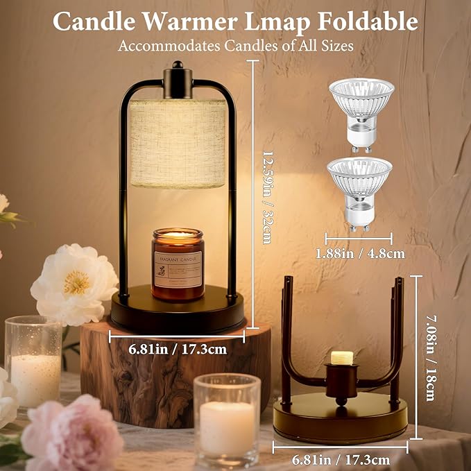 Lococo Candle Warmer Lamp for Yankee Candles: Electric Wax Melts Warming Light with Timer Dimmable for New Home Decor, Christmas Birthday Thanksgiving Gifts for Mom Women Men (Black + Cotton Linen)