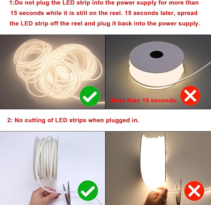 AC 110V COB LED Strip Lights Outdoor Waterproof 98.4ft, 4000K Natural White Super Bright 300W LED Rope Light, IP65 Flexible Cuttable, for Bedroom Garden Commercial House Gaming Room Decor