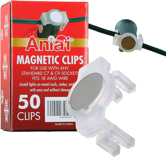 Strong Magnetic Christmas Light Clips,for Outdoor Living, Box of 50Pcs