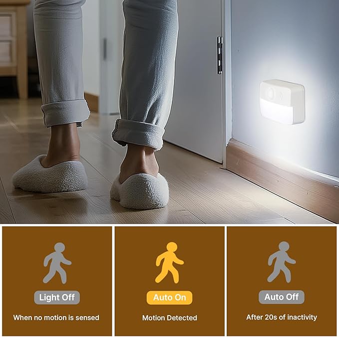8 Pack Motion Sensor Stair Lights for Indoor, Wireless RGB Battery Operated Night Light, Activated Led Stick On Hallway Closet Under Cabinet Step Lamp for Bedroom Kitchen Bathroom