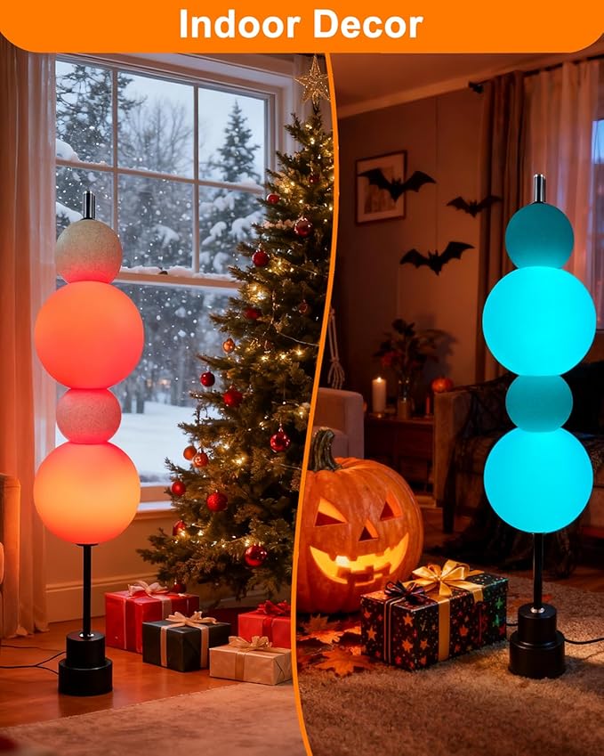 Blue Globe Floor Lamp - RGB & 3000K Dimmable LED, Touch Switch, Modern Tall Standing Lamp for Bedroom, Living Room, Home Office, Gold Metal
