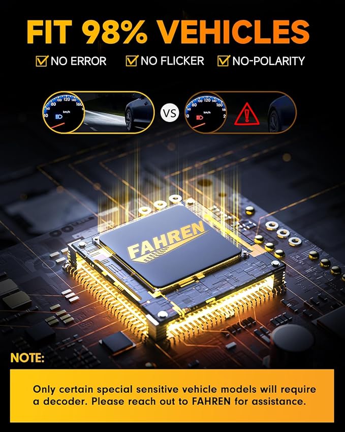 FAHREN 2026 H13/9008 Lights Kits High/Low Beam, 50000LM 1200% 6500K Ultra-Bright Bulb 1:1 Mini Size No Adapter Required 9008 Lights Kits Conversion, Easy Plug-N-Play Installation, Pack of 2
