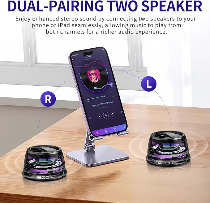G200 Magnetic Bluetooth Speaker - Portable Mini Bluetooth Speaker with Phone Stand, Game Mode, 7H Playtime, RGB Light, Perfect Teen Gift for Camping & Home Decor