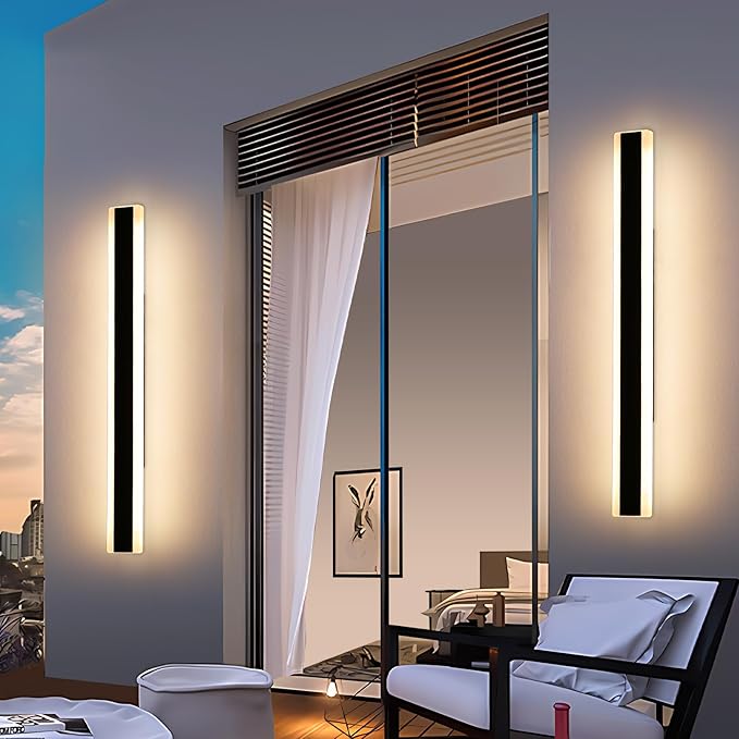 Mikeru 2pack 47.2inch Outdoor Wall Light Fixtures, 3000K Modern Outdoor Lights Exterior for House Ip65 Waterproof Rust Long LED Wall Light Fixtures Hardwire Wall Mount Exterior Lighting for Garage