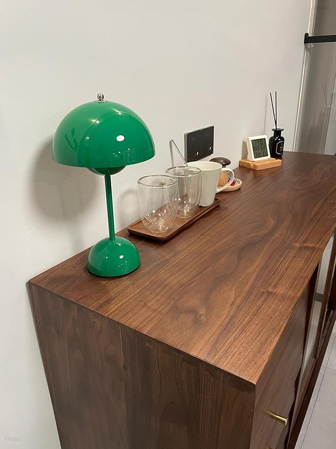 Modern Flower Bud Lamp 12" Cordless Touch Lamp Dimmable 2600mAh Rechargeable Desk Lamp Nordic Minimalist Mushroom Lamp Nightstand Bedside Lamp for Bedroom Living Room(Signal Green) No Reading Light ﻿