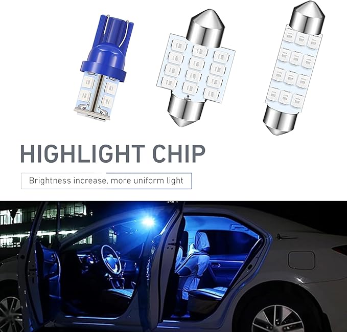 24 PCS Car LED Interior Light Bulbs, T10 31 mm 42 mm Dome Light Bulbs, Interior LED Festoon Lamps Set, for Car Dome Map Door Courtesy License Plate Lamps (Blue)