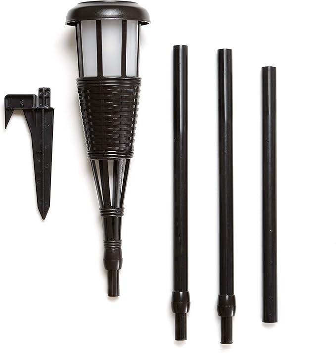 Newhouse Lighting FLTORCH4-B Solar-Powered Flickering Flame Outdoor Island Torches, Dark Chocolate,Black (Pack of 8)