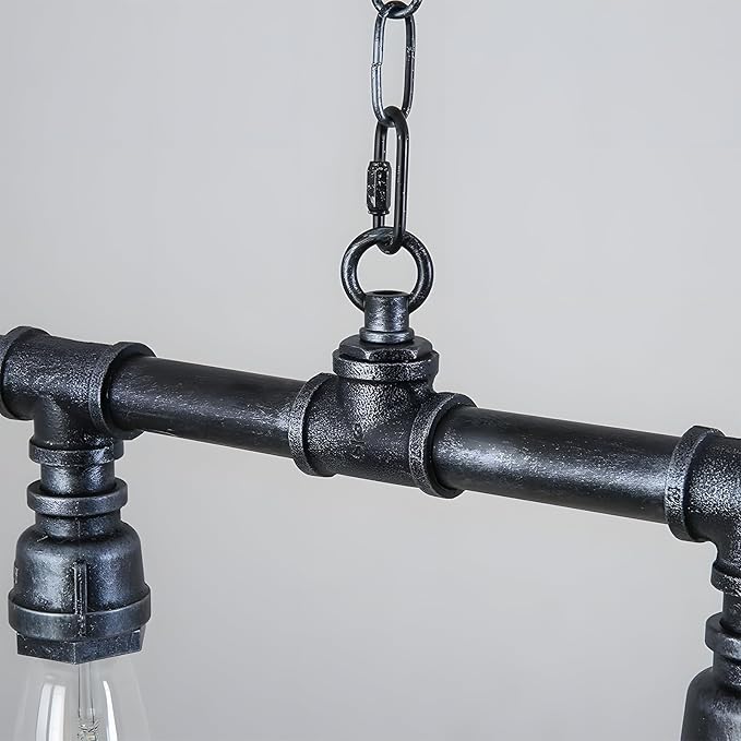LightInTheBox Rustic Industrial Tube Pipe Chandeliers, Steampunk Pendant Light Fixture 5-Light Edison Farmhouse Ceiling Lamp for Dining Room Living Room Bar