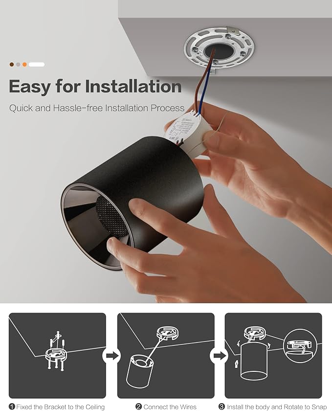 Modern LED Ceiling Light Fixture Flush Mount COB 20W 4000K Cylinder Ceiling Lights, Dimmable Hallway Lighting Fixtures Ceiling Lamps for Living Room Bedroom Kitchen, 3 Pack