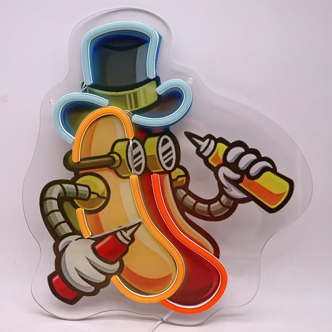 Hot Dog Neon Sign For Room Wall Decor, Funny Hotdog With Colorful UV Printed Neon Light, LED Artwork for Bar, Bedroom, Game Room, Party Decoration Holiday Birthday Gifts