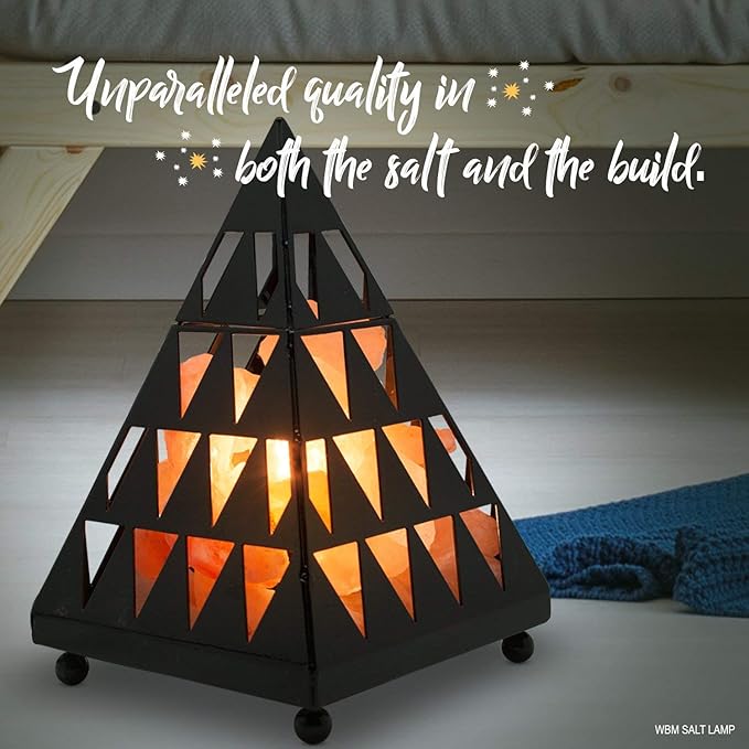 Himalayan Glow Pyramid Style Crystal Salt Night Light lamp with Pink Salt Chunks, Salt Lamp Bulb,(ETL Certified) Dimmer Switch, Unique Lightening Ambience