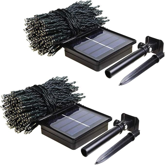 2 Pack 480 LED Solar Chrismas Lights Outdoor, Solar String Lights for Outside with 8 Modes & Memory Function, Waterproof Twinkle Light for St Patrick's Day Xmas Tree Yard Party Decorations (Green)