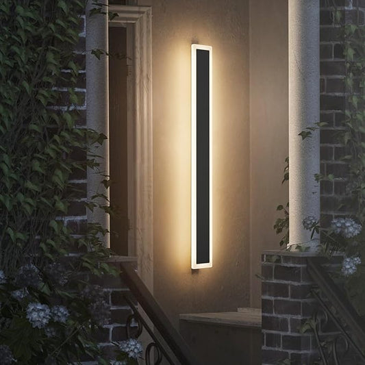 2 Pack 31.5in Outdoor Wall Lights,Black Long Exterior Wall Mount Lighting Linear Outdoor Light for Garage House Porch