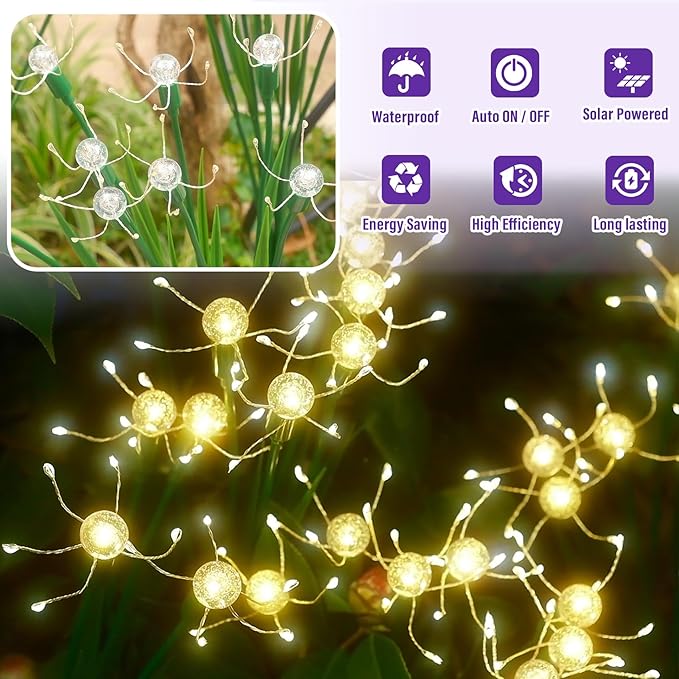 Solar Swaying Garden Lights – Firefly Effect Outdoor LED Lights with Upgraded Solar Panel, Waterproof Pathway Lights for Yard & Holiday Decor (4pack)