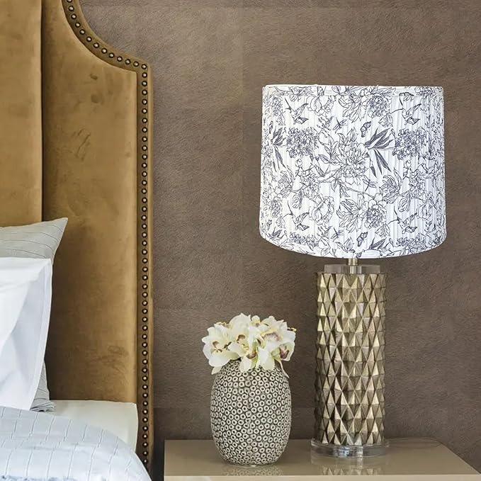 TOOTOO STAR Large Pleated Lamp Shades for Floor Lamps, 14.5" Top x16" Bottom x 10" High, Easy to Assemble, Replacement Print Drum Lampshades for Table Lamps & Bedside Lamps