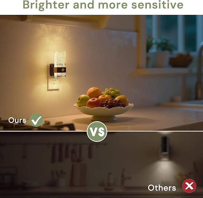 L LOHAS LED Motion Sensor Night Light, 2 Pack Night Lights Plug Into Wall Motion Activated and Dusk to Dawn Sensor, 0-100LM Dimmable Nightlight, Warm White Nightlights for Bathroom, Hallway, Gift