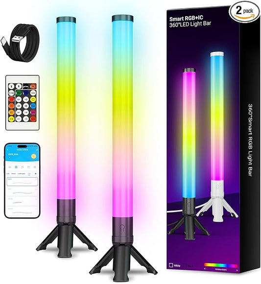 DAYBETTER 360° Smart LED Light Bars, RGB Light Bars with 16 Million Colors, Smart Gaming Lights with Music Sync and Scene Modes, 3 Modes Control, Mood Lighting, Gaming Light Bar for Room, TV, Monitor