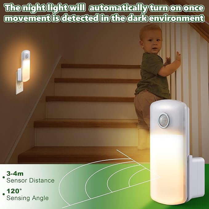 Enhon 9 Pack Emergency Power Failure Night Lights, Motion Sensor Night Light, Automatic Dusk to Dawn, Emergency Lights for Home, Bedrooms, Hallways, Black Outs, Rechargeable