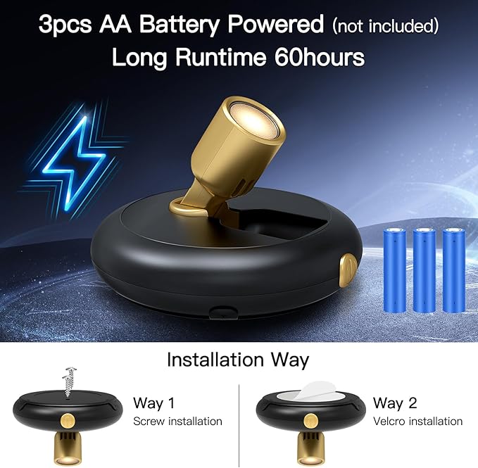 Indoor Plant Spotlight Battery Operated,Picture Light with Remote,Wall Painting Uplight,Wireless Dimmable Timer,Spot Light for Plants Trees Pictures Display Painting Art Frame Gallery Portrait