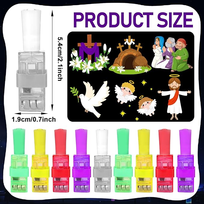 36Pcs Easter LED Finger Lights Religious Party Favors Glow in the Dark Light Up Finger Lights Christian Nativity Themed s Bulk for Birthday Party Goodie Bag Stuffer Birthday Gifts Prize