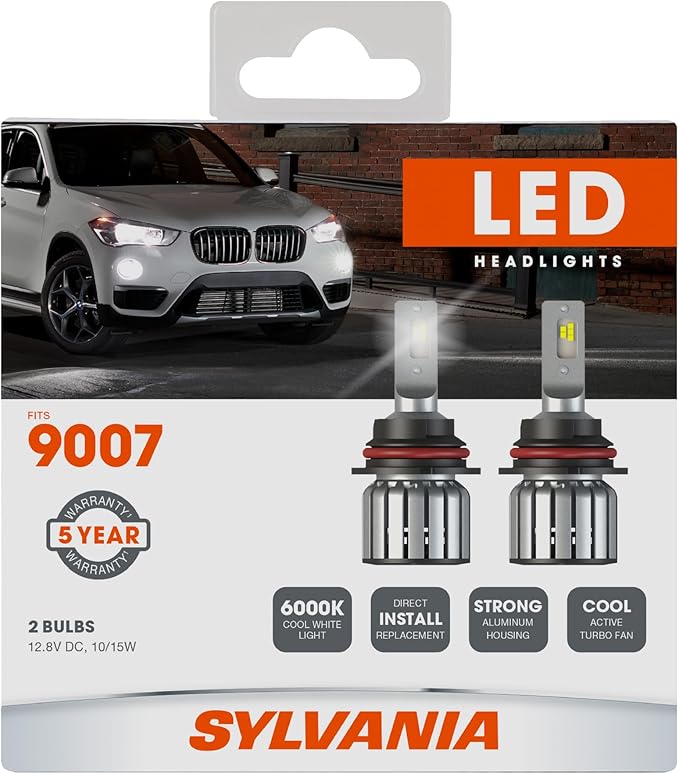 Sylvania 9007 LED Powersport Headlight Bulbs for Off-Road Use or Fog Lights - 2 Pack