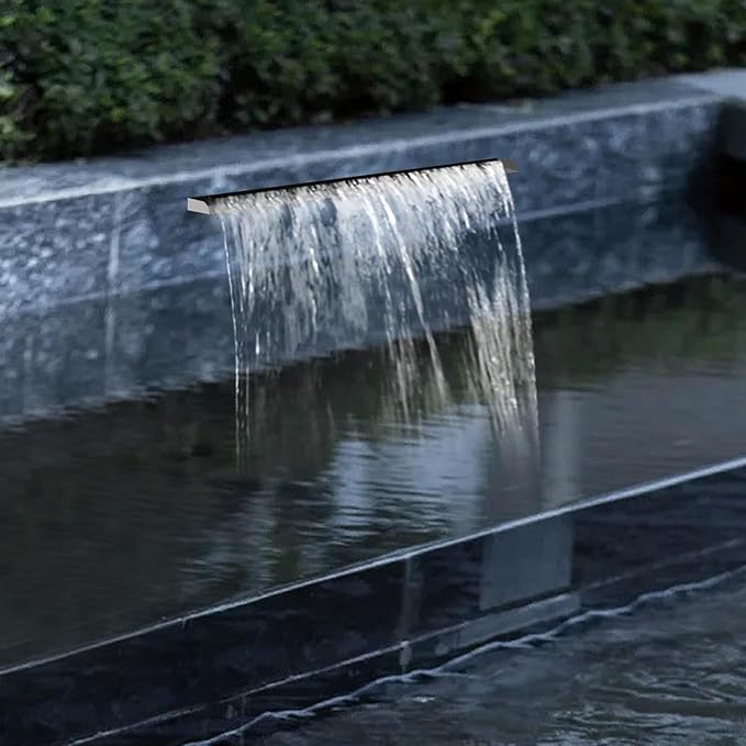 Stainless Steel Waterfall Spillway, LED Pool Fountain with Color Changing Light and Remote Control, Outdoor Pool Waterfall for Garden, Patio and Pond