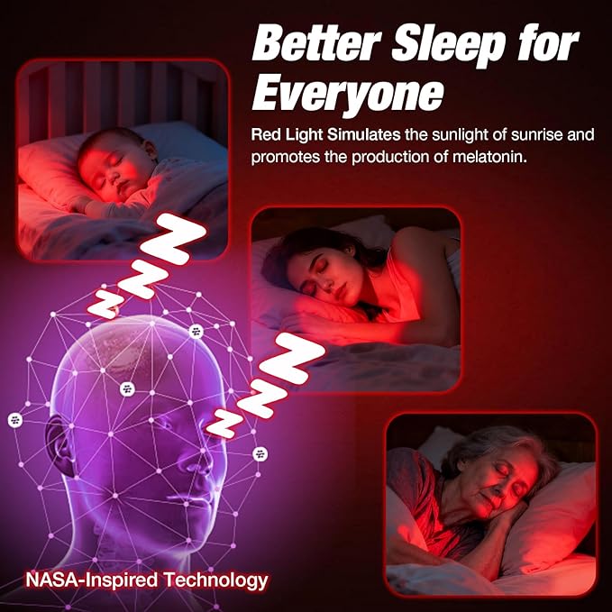 Red Light Therapy Lamp for Sleep, Bestkid 5-Level Night Light Red for Adult Kids, White Noise Sound Machine with APP Control Alarm Clock Timer for Bedroom, Stress Relief, Relaxation, 620-690nm
