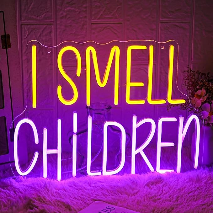 I Smell Children Neon Sign for Wall Decor Halloween Neon Light Colorful LED Neon Sign USB Powered LED Neon Light for Bedroom Shop Hotel Bar Halloween Decoration
