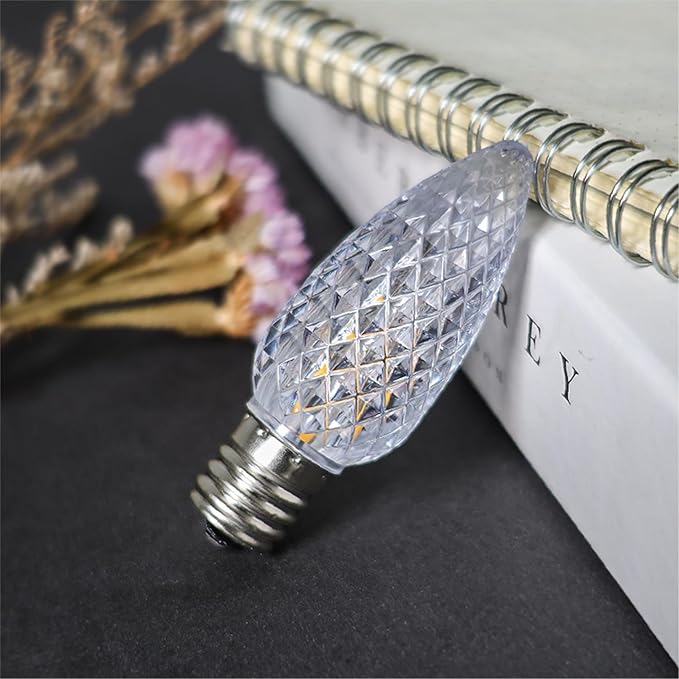 25 Pack C9 Led Replacement Christmas Light Bulb, 0.6W C9 Shatterproof Led Bulbs for Christmas String Light, E17 Intermediate Base, Commercial Grade Light Bulbs, Warm White 2700K