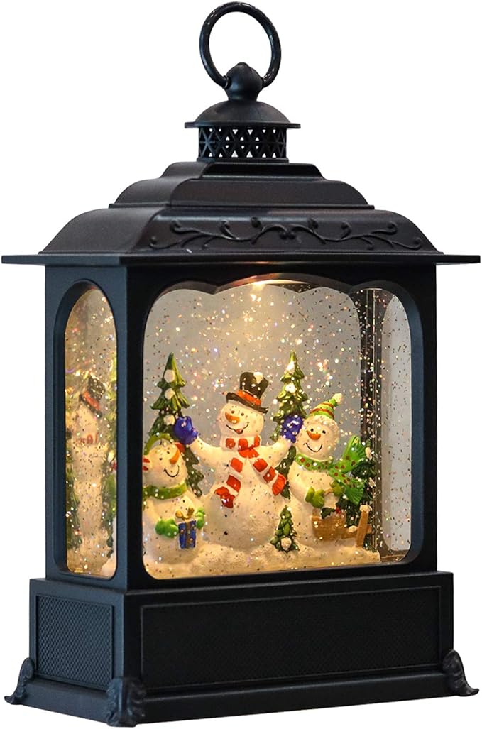Eldnacele Musical Snow Globe Lantern with Timer, Lighted USB/Battery Operated Swirling Singing Water Glittering Lantern, Snow Globes for Adults and Kids Christmas Decoration- Snowman