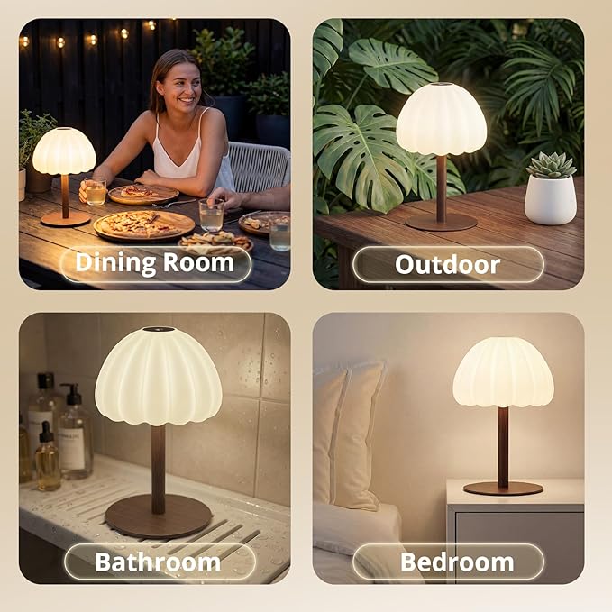Hifree Rechargeable Waterproof Shower Lamp, IP65 Cordless Touch Dimmable Small Light for Inside Shower, 4500mAh Battery Operated Color Changing Water Proof Table Lamp for Bathroom, Bedroom, Outdoor