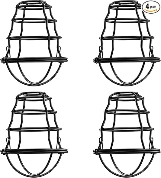 Industrial Light Cage Replacement 4 Pack, DIY Vintage Style Metal Light Shade for Pendant Light Wall Lamp, Edison Lamp Guard, Industrial Lamp Cage, Wall Light Guard