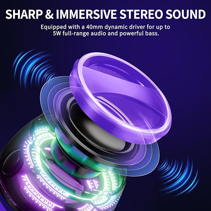 2 Pcs G200 Magnetic Bluetooth Speaker - Multifunctional Portable Mini Speakers with RGB Light, 3D Surround Sound, 7H Playtime, Phone Stand for iPhone Android, Gifts for Teens, Purple