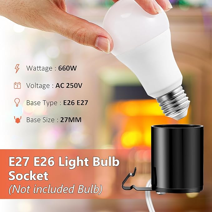 Meonum 6 Set Blow Mold Light Kit Replacement, E27 E26 Single Light Cord Kit with Switch Fuse Plug, for Indoor Outdoor Halloween Christmas Village House Craft Decorations and Salt Lamp