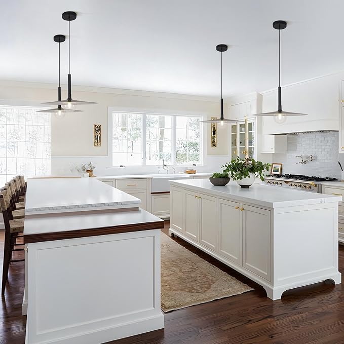 KCO Lighting Matte Black Dome Pendant Light Industrial Barn Pendant Light Farmhouse Kitchen Hanging Light Fixture for Dining Room Living Room Vintage Bar