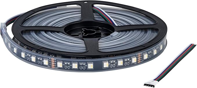 BTF-LIGHTING 5050 RGBW RGB+Cool White(6000K-7000K) 4 Colors in 1 LED Tape Light DC24V 5m 16.4ft 60LED/m Multi-Colored IP67 Black 14mm PCB for Bedroom Kitchen Home Decoration(No Adapter or Controller)