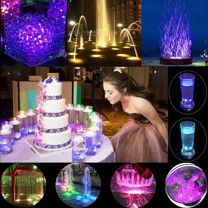 Mini Submersible LED Lights with Remote Control, Waterproof Small Tea Lights Candles, 1.5" Multicolor Submersible Lights for Vases Fish Tanks Hot Tubs, Pond Pool, Parties Wedding Halloween