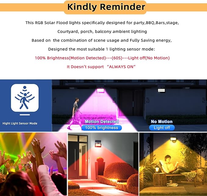 Solar Color Changing Flood Lights Outdoor, 16.4FT Cable 16 Million RGB Solar Powered Party Lights Waterproof with Remote Control for Outside BBQ Bars Stage Shed Courtyard Garden(Multicolor)