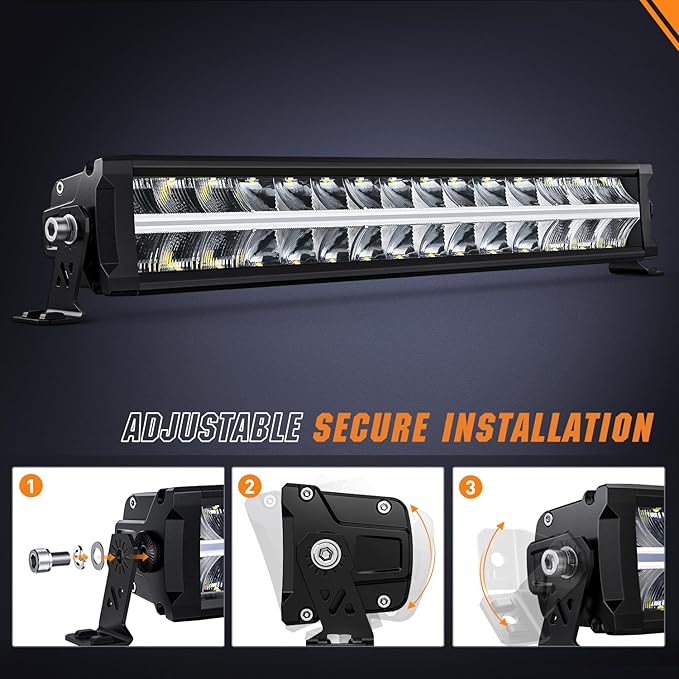 Nilight LED Light Bar with Amber DRL 19 Inch 150W Offroad Light Anti-Glare Flood Spot Combo LED Driving Light IP68 w/ 14 AWG DT Connector Wiring Harness for Pickup Truck SUV ATV UTV Boat 4x4