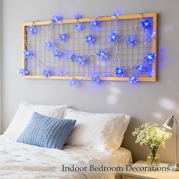 100 LED Light Up Flowers String Lights for Bedroom Romantic Decor, Plug in Fairy Cherry Blossom Tree Wall Hanging Indoor DIY Decorations for Christmas Easter Valentines Day Proposal Birthday