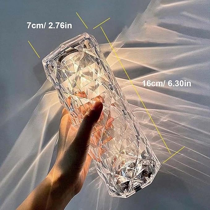 Can Switch 16 Colors Artificial Crystal Table Lamp, RGB Color Changing Rose Diamond Design with Remote Control USB Charging Touch Sensor Ambient Lighting for Living Room Party (16 Colors-Large)