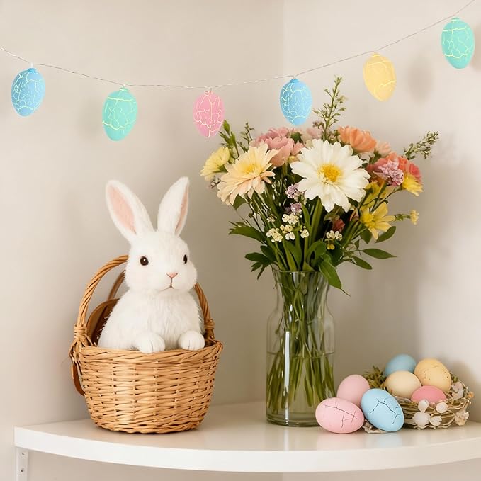9.94ft Easter Egg String Lights, 20 LED Battery Operated Easter Decorations, Steady On & Flash Modes Plastic Fairy Lights for Indoor Outdoor Home Holiday Decor