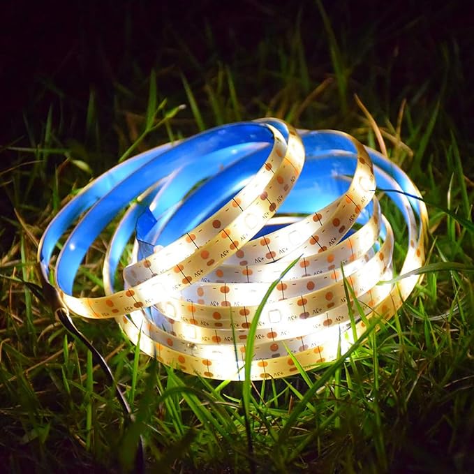Solar LED Strip Lights Outdoor Solar Powered Rope Light Waterproof 10FT Cuttable Tape Lighting with 8 Modes for Fence, Outside, Stair, Step, Yard, Pool, Camping, Party, 1 Pack