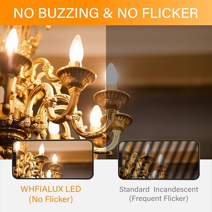 LED Candelabra Bulb, E12 Chandelier Light Bulbs, B11 Candle Light Bulbs, 4.5W Dimmable 450LM(60W eq.) Clear Glass 2700K Soft White, 90+CRI (6 Pack)