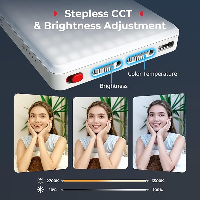 SmallRig M3 Magnetic Selfie Phone Light with Clip, 120 LEDs 2000mAh Rechargeable, 2700K-6500K, Portable Content Creators Fill Light for Video Recording, for iPhone/Laptop/Camera/Webcam (White) - 5640