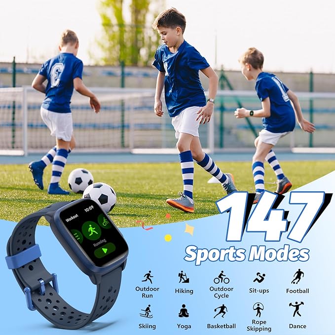 Kids Watch with 140 Sports Modes, 1.5" Kids Fitness Tracker, Boys Smart Watch, No APP/Phone Required, Sleep Monitor, Heart Rate, Puzzle Games, IP68 Waterproof,Gifts for Girls Teens Aged 6-15