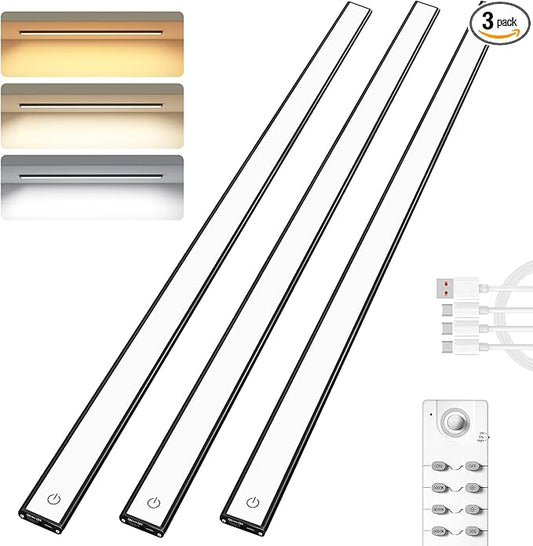 Under Cabinet Lighting,276 LED Wireless Motion Sensor Light Indoor, Rechargeable Closet Lights Battery Operated,Dimmable & 3 Color Temps,Magnetic Under Counter Lights for Kitchen, Closet (80CM,3Pack)