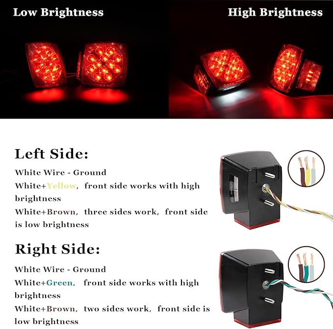 Cyfie LED Trailer Light Kit, Super Bright Submersible Brake Stop Turn Tail License Lights for Under 80" Camper Truck RV Boat Snowmobile, IP68 Waterproof, DOT Certified, 25ft Wiring Harness