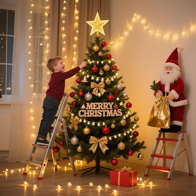 Christmas Lights, 20FT 40 LED Snowflake Fairy Lights Battery Operated Indoor, Rechargeable String Lights, Mini Twinkle Lights with 8 Modes & Timer for Bedroom Party Xmas Tree Decorations Warm White